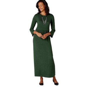 NWT Womens Size Small J. Jill Green Cozy Lantern Sleeve Knit Maxi Dress NEW